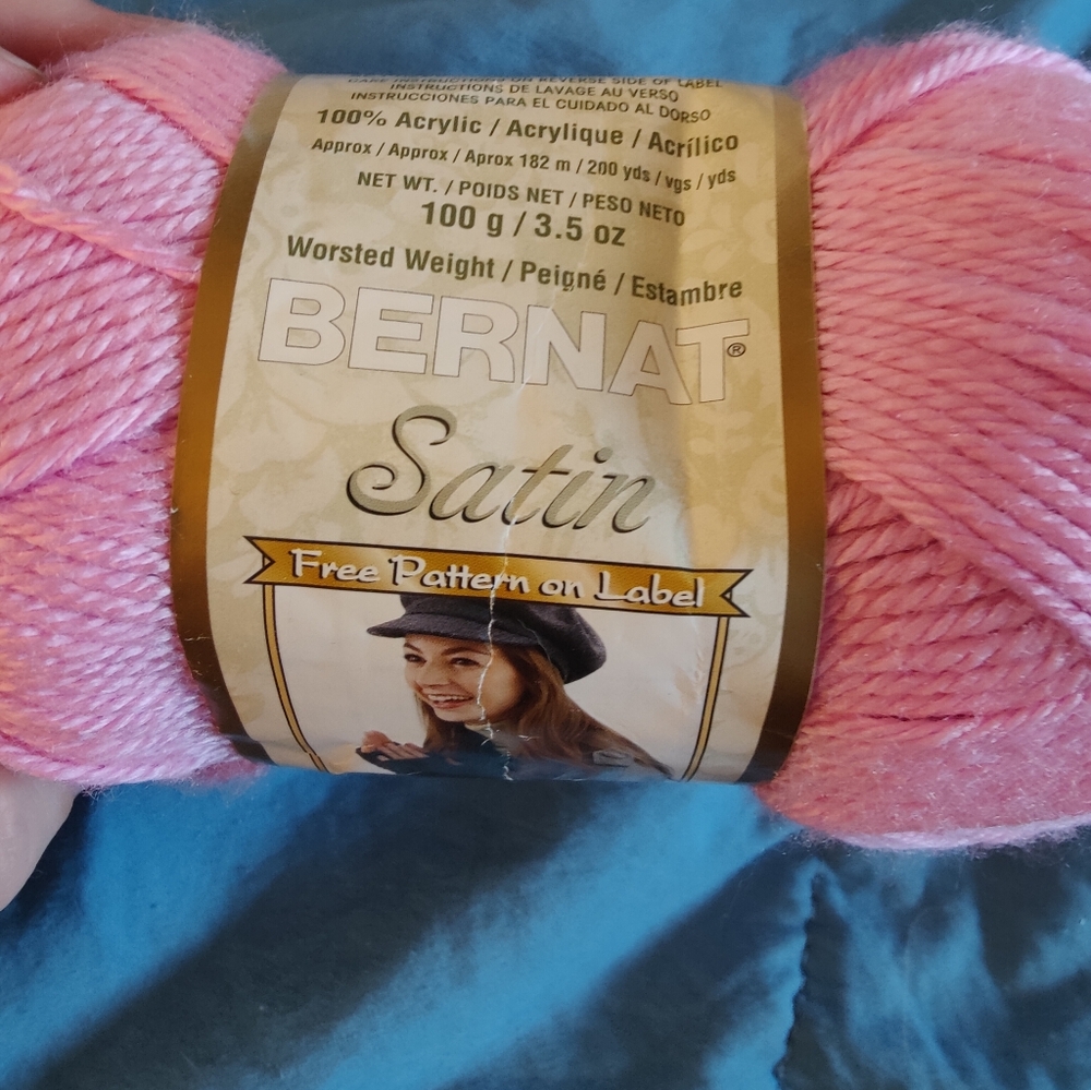New Bernat Satin Yarn, Color Flamingo